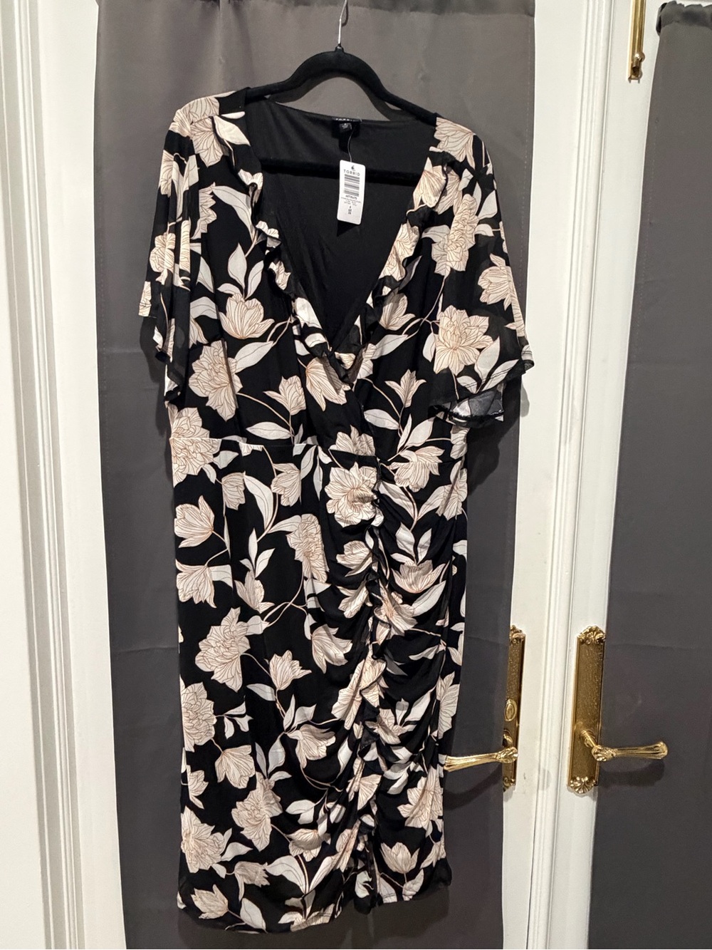 torrid Black Dress with Cream Floral Print